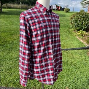 -Flannel-Ralph Lauren Red White and Blue Button-Down L/S Men's Shirt Size Large